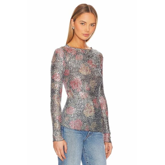 NWOT Free People multicolour floral sequin top, S - Picture 6 of 16